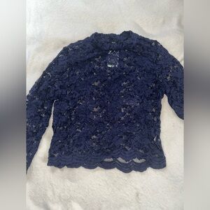 Navy Blue Lace Top
